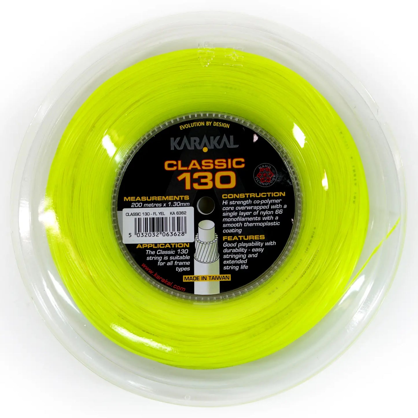 Karakal Classic 130 Racket String Neon Yellow