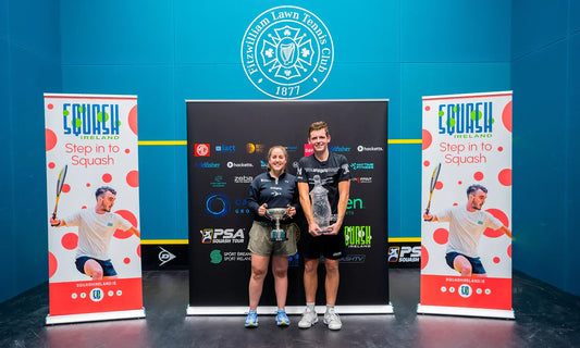 Tesni Murphy and Greg Lobban claim victory at the Cannon Kirk GillenMarkets Irish Squash Open