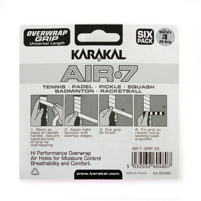 Karakal Air-7 Overwrap Racket Grip – 6 Pack
