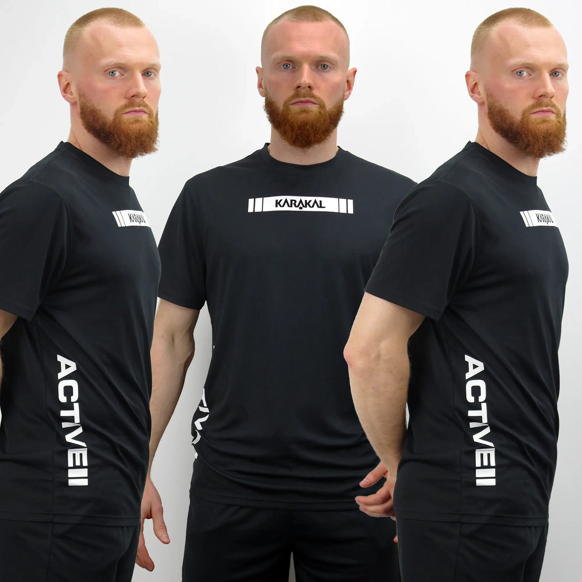 Karakal Active Tee Black 3 Shirt Value Pack