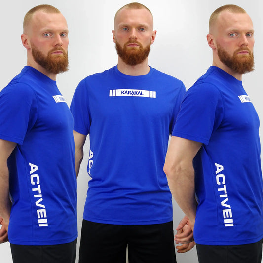 Karakal Active Tee Blue 3 Shirt Value Pack