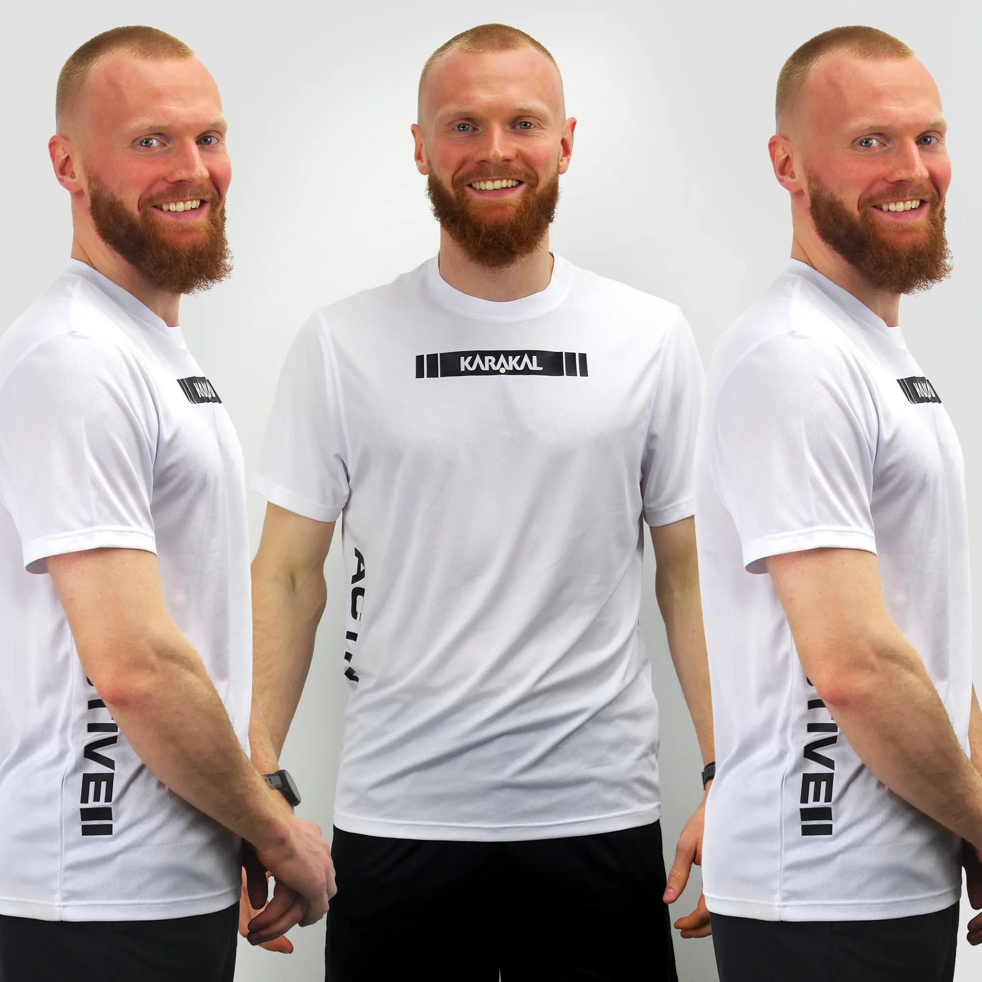 Karakal Active Tee White 3 Shirt Value Pack